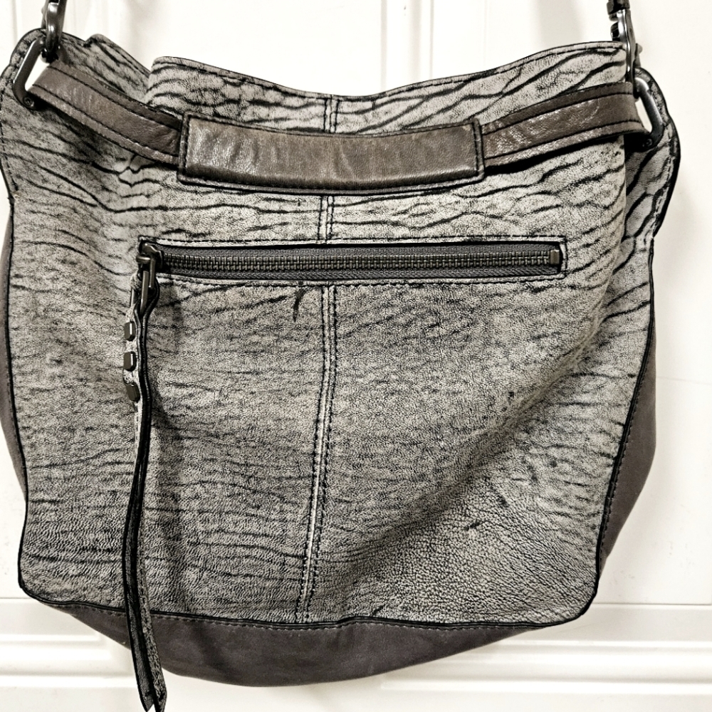 KOOBA Parker Neiman Marcus Gray LEATHER PURSE crossbody bucket handbag - Picture 6 of 16